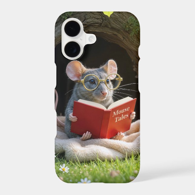 Mouse Reading a Red Book On a Blanket iPhone Case (Back)