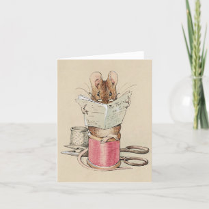 Mouse Reading the Newspaper Note Card