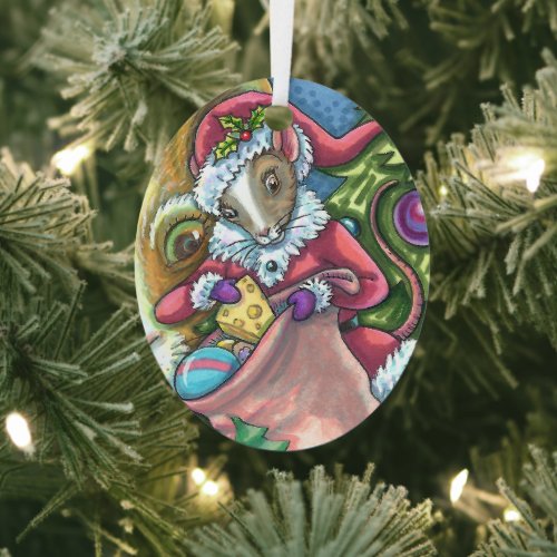 MOUSE SANTA BRINGS GOOD CATS CHRISTMAS GIFTS Cute Metal Ornament