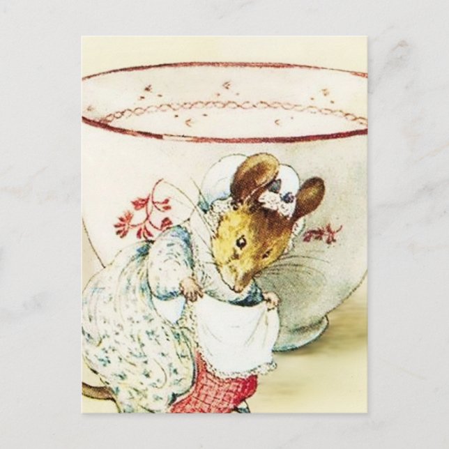 “Mouse Seamstress and Teacup” by Beatrix Potter Postcard (Front)