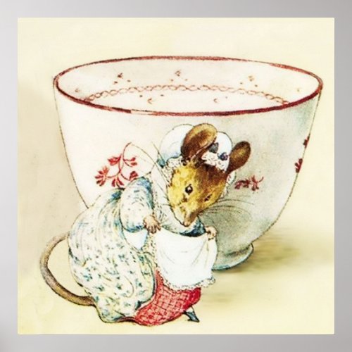 Mouse Seamstress and Teacup by Beatrix Potter Poster