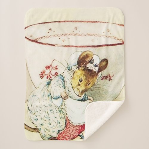Mouse Seamstress and Teacup by Beatrix Potter Sherpa Blanket