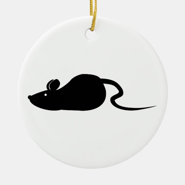 Mouse Silhouette Ceramic Ornament (Front)