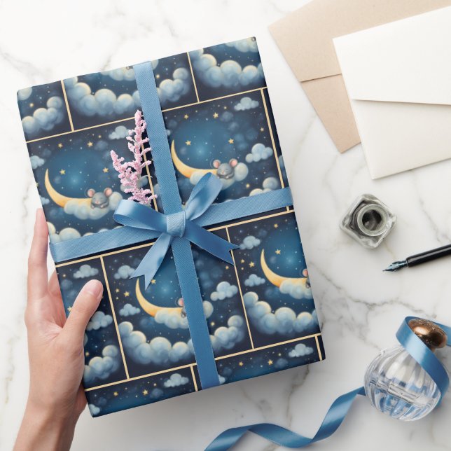 Mouse Sleeping in a Cloud Wrapping Paper (Gifting)