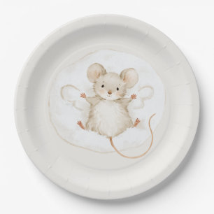 Mouse Snow Angel Winter Christmas Paper Plates