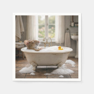 Mouse Soaking in a Bubble Bath Napkins