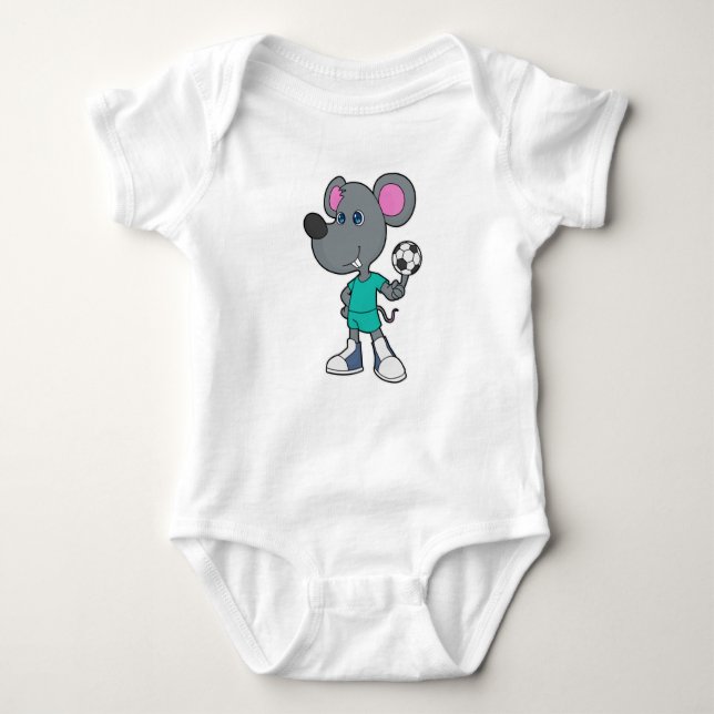 Mouse Soccer player Soccer Baby Bodysuit (Front)