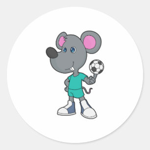 Mouse Soccer player Soccer Classic Round Sticker