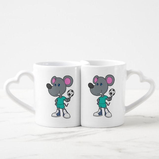 Mouse Soccer player Soccer Coffee Mug Set (Front Nesting)