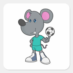 Mouse Soccer player Soccer Square Sticker