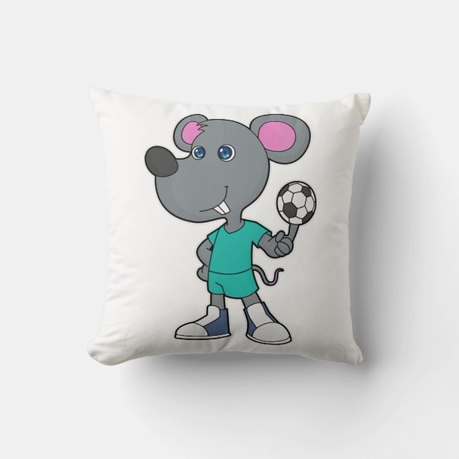Mouse Soccer player Soccer Throw Pillow (Front)