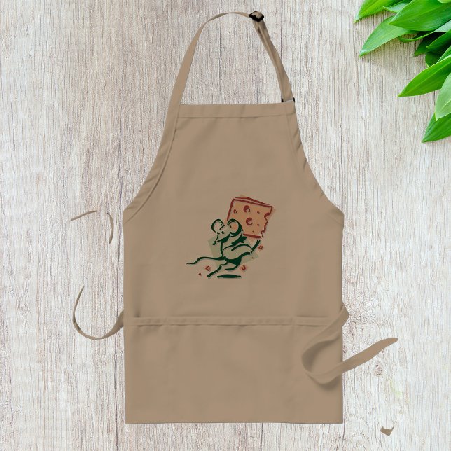 Mouse Stealing Cheese Funny Cute Rodent Adult Apron (Creator Uploaded)