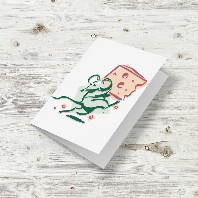 Mouse Stealing Cheese Funny Cute Rodent Card (Creator Uploaded)