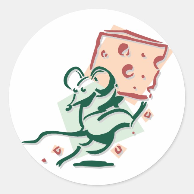 Mouse Stealing Cheese Funny Cute Rodent Classic Round Sticker (Front)