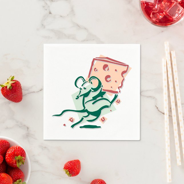 Mouse Stealing Cheese Funny Cute Rodent Napkins (Creator Uploaded)