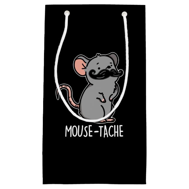 Mouse-tache Funny Mouse Pun Dark BG Small Gift Bag (Front)