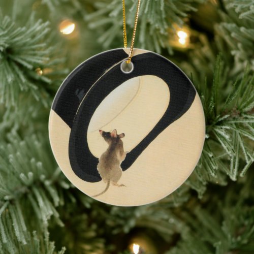 Mouse Top Hat Chinese Rat Year Zodiac Birthday CRO Ceramic Ornament