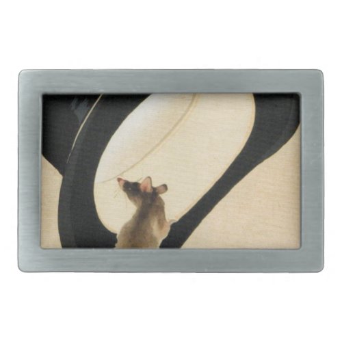 Mouse Top Hat Chinese Rat Year Zodiac Birthday RBB Rectangular Belt Buckle