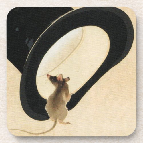 Mouse Top Hat Chinese Rat Year Zodiac Birthday SqC Drink Coaster
