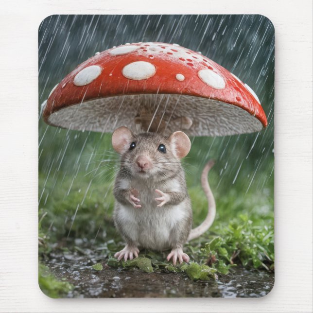 Mouse Under a Mushroom Mouse Pad (Front)