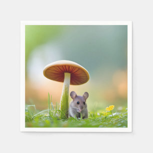 Mouse Under A Mushroom Napkins