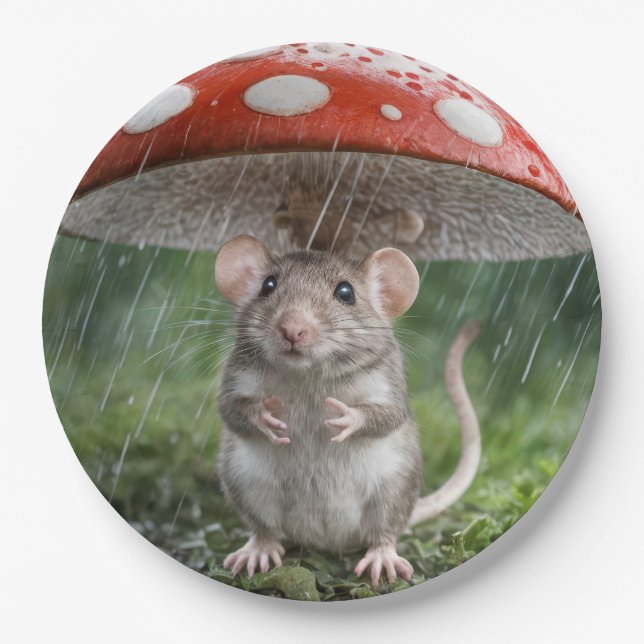 Mouse Under a Mushroom Paper Plates (Front)