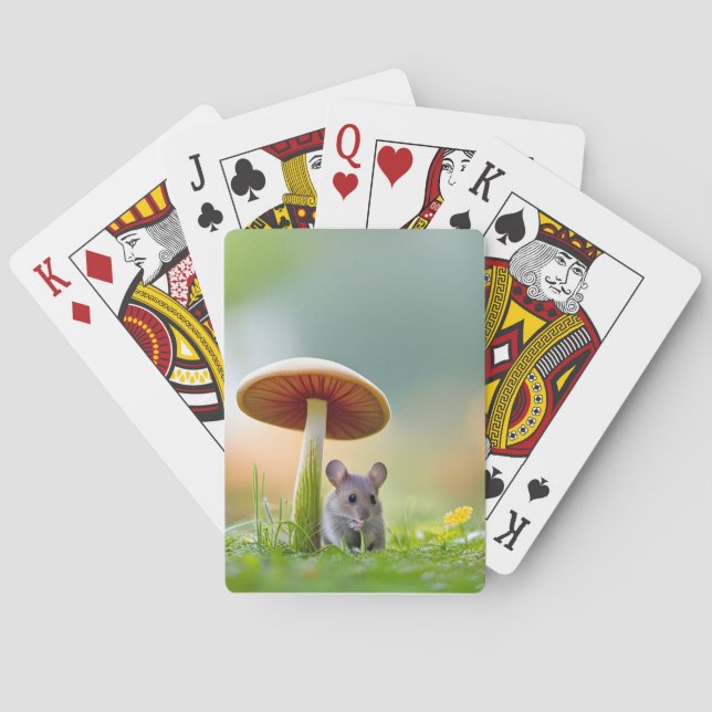 Mouse Under A Mushroom Poker Cards (Back)