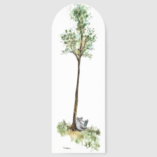 Mouse under a reading tree bookmarks