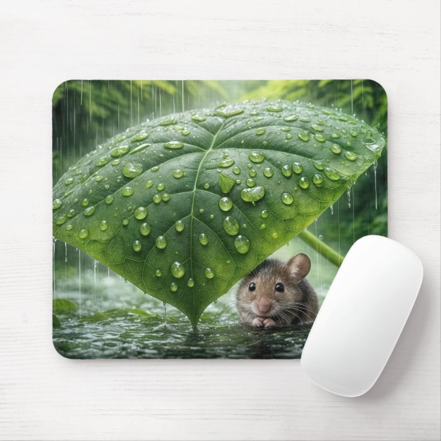 Mouse Under a Wet Leaf Mouse Pad (With Mouse)