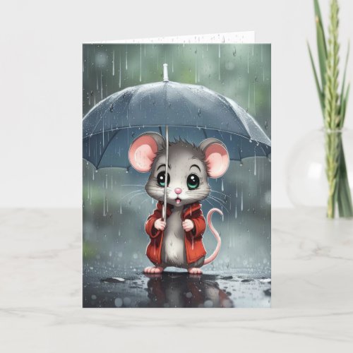 Mouse Under an Umbrella Card