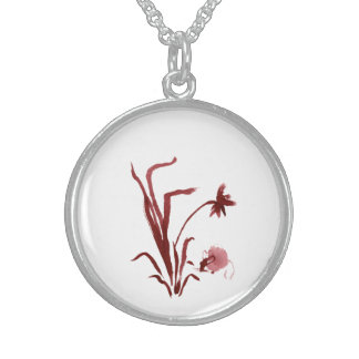 Mouse under Grass Sterling Silver Necklace
