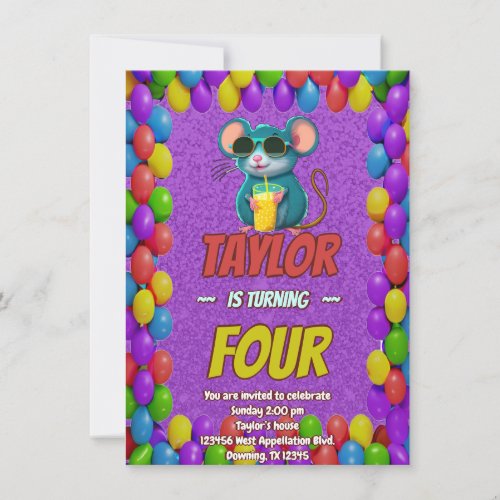 Mouse Unique Personalized Birthday Invite Kids