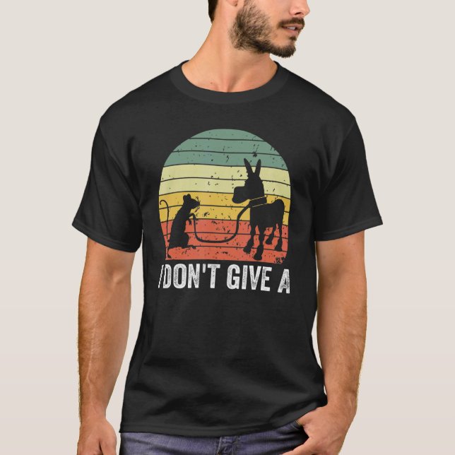 mouse walking a donkey i don't give rats T-Shirt (Front)