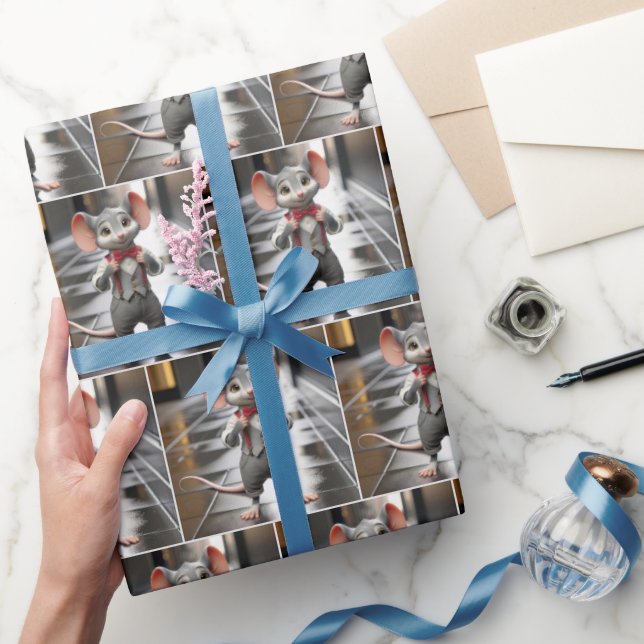 Mouse Wearing a Bow Tie Wrapping Paper (Gifting)