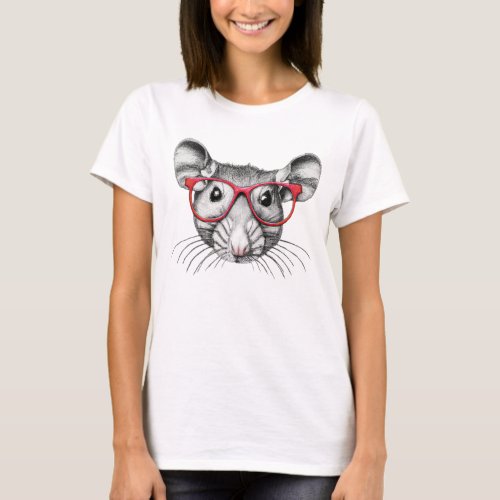 Mouse wearing glasses mice lovers   T_Shirt