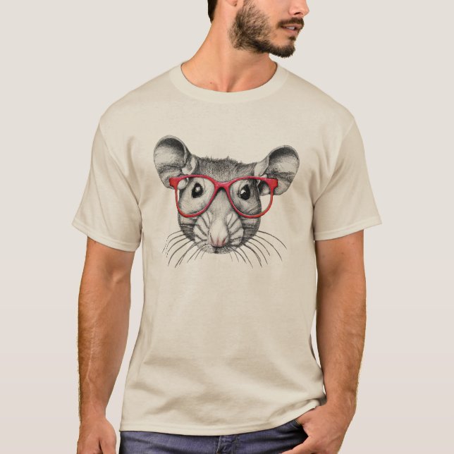 Mouse wearing glasses, mice lovers  T-Shirt (Front)