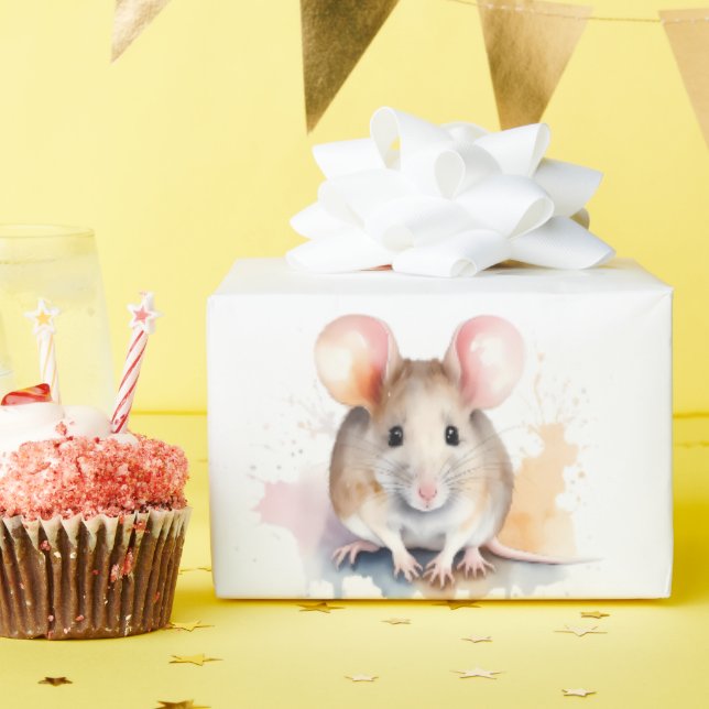 Mouse Wildlife & Nature Water Color Set Wrapping Paper (Birthday Party)