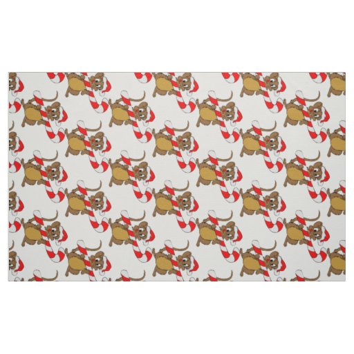 Mouse with a Christmas candy cane Fabric