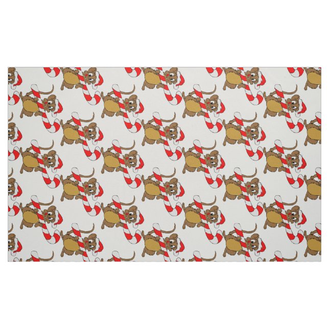Mouse with a Christmas candy cane Fabric (Fat Quarter)