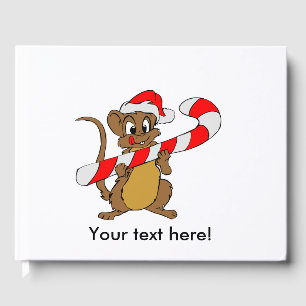 Mouse with a Christmas candy cane Guest Book