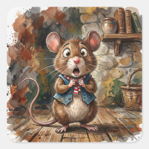 Mouse with a Surprised Look Square Sticker