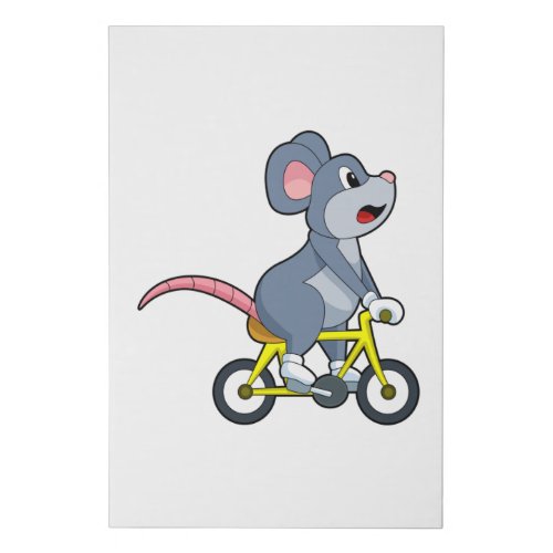 Mouse with Bicycle Faux Canvas Print