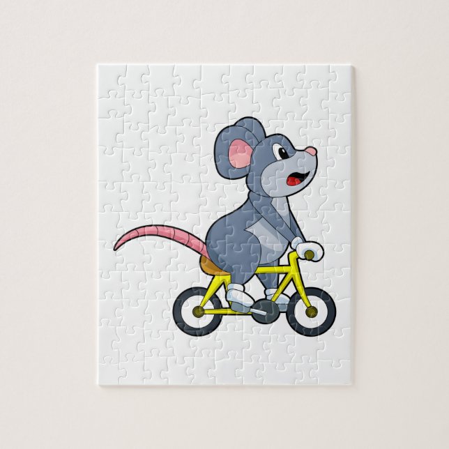 Mouse with Bicycle Jigsaw Puzzle (Vertical)