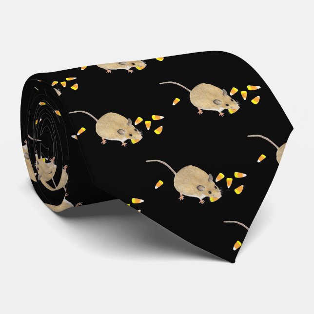 Mouse with Candy Corns Neck Tie (Rolled)