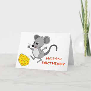 Mouse with Cheese Birthday Card