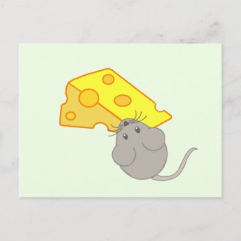 Mouse With Cheese Postcard by mail_me at Zazzle