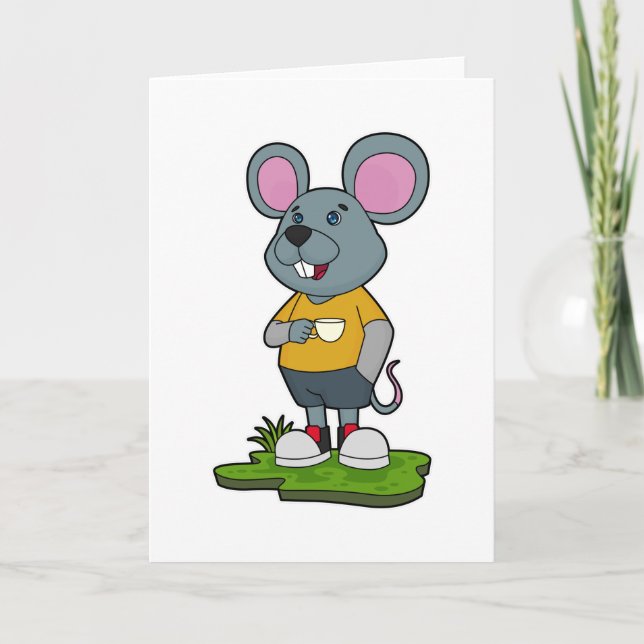 Mouse with Coffee cup Card (Front)