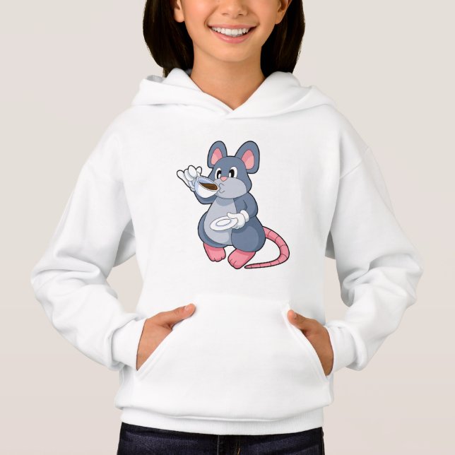 Mouse with Coffee Cup Hoodie (Front)