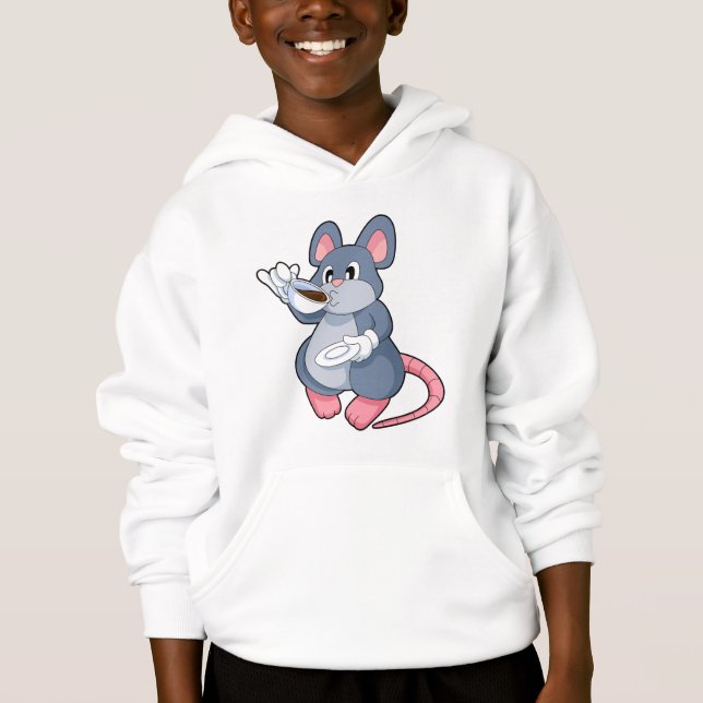 Mouse with Coffee Cup Hoodie (Front)
