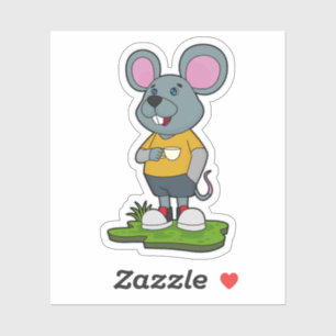 Mouse with Coffee cup Sticker